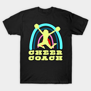 Cheer Coach with Boho Rainbow T-Shirt